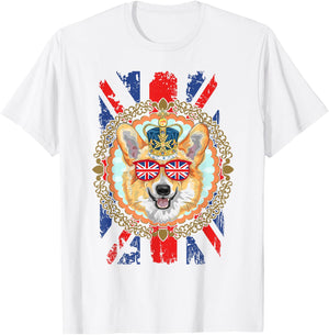 Novelty Union Jack Flag With Corgi For Kids & British Expats T-Shirt - T-Shirt | White