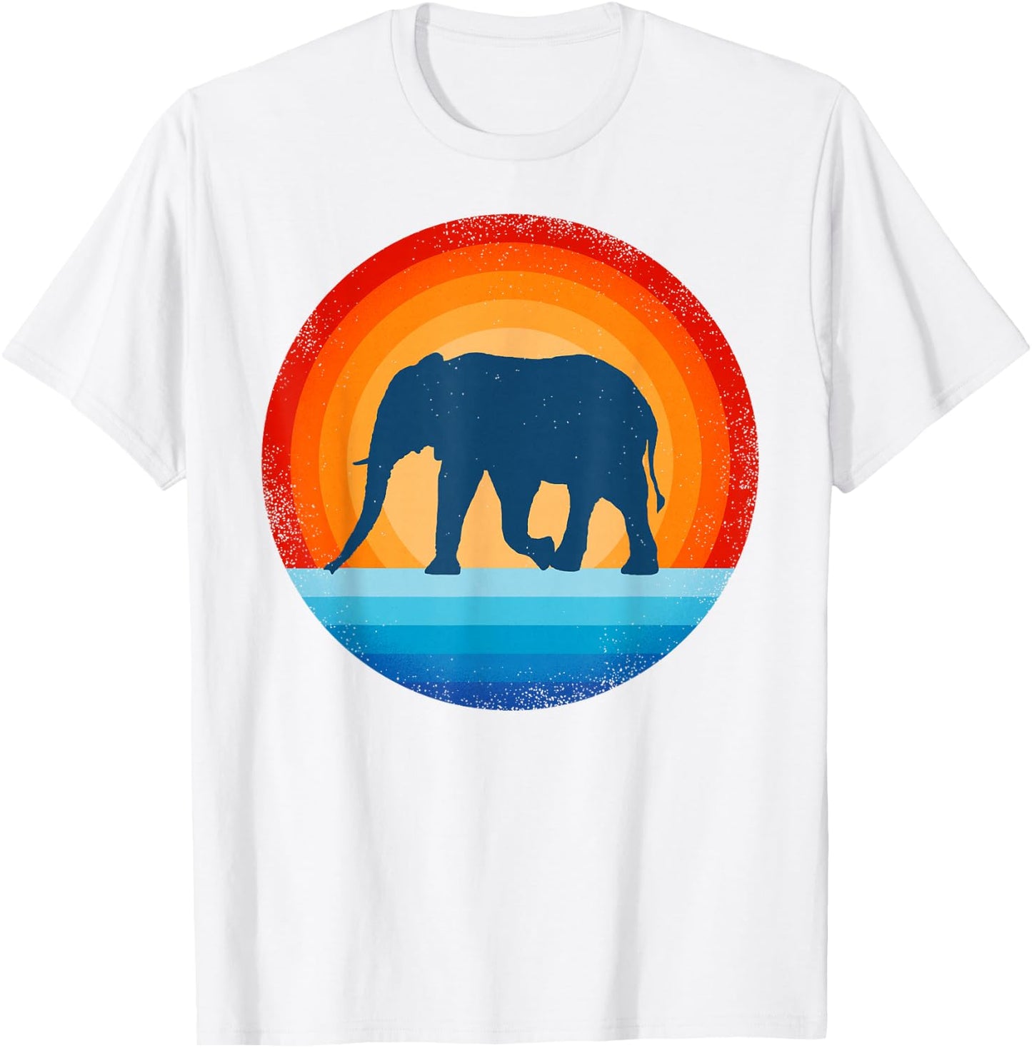 Elephant Retro Vintage 70s Sunset Mammal Animal Men Women T-Shirt - T-Shirt | White