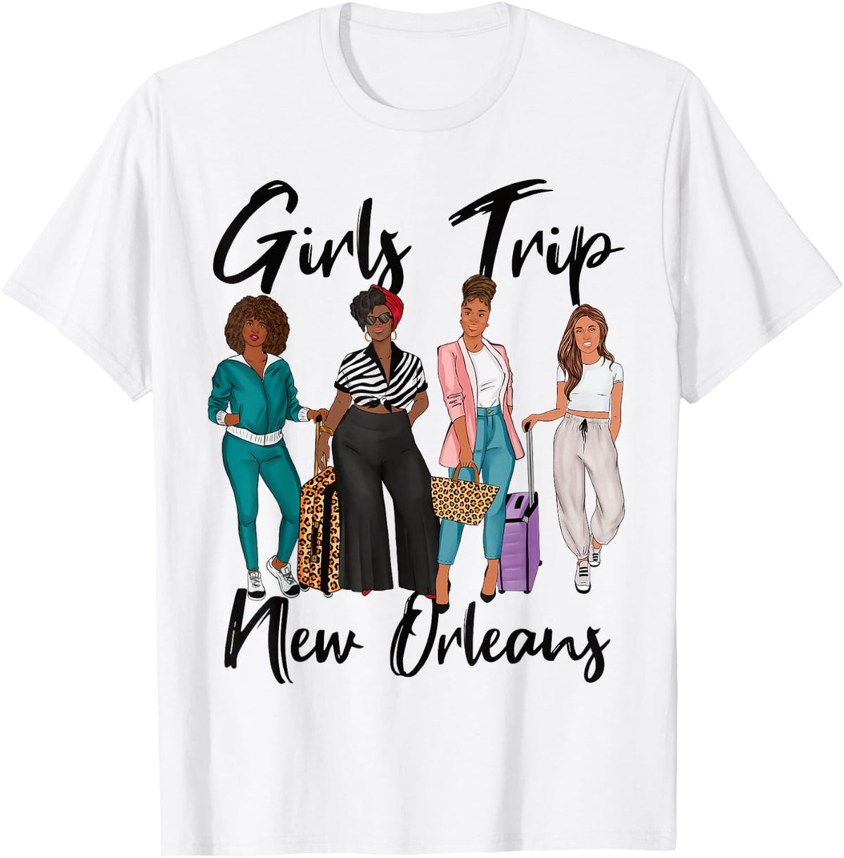 Girls Trip New Orleans For Melanin Afro Black Women T-Shirt - T-Shirt | White