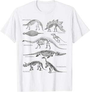 Dinosaur Skeleton Clothing Dino Vintage Paleontology Alt Art T-Shirt - T-Shirt | White