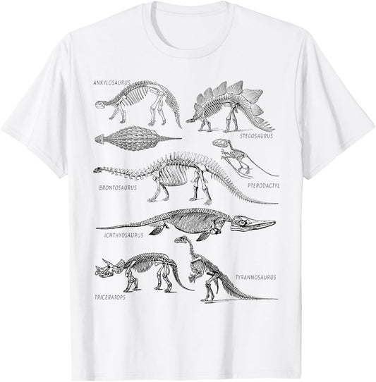 Dinosaur Skeleton Clothing Dino Vintage Paleontology Alt Art T-Shirt - T-Shirt | White