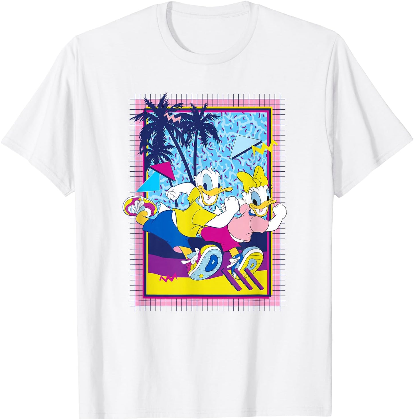 Disney Mickey And Friends Donald And Daisy Retro Run Poster T-Shirt - T-Shirt | White