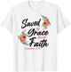 Christian Bible Verse Quote Rose Flower Ephesians 2:8 T-Shirt - T-Shirt | White
