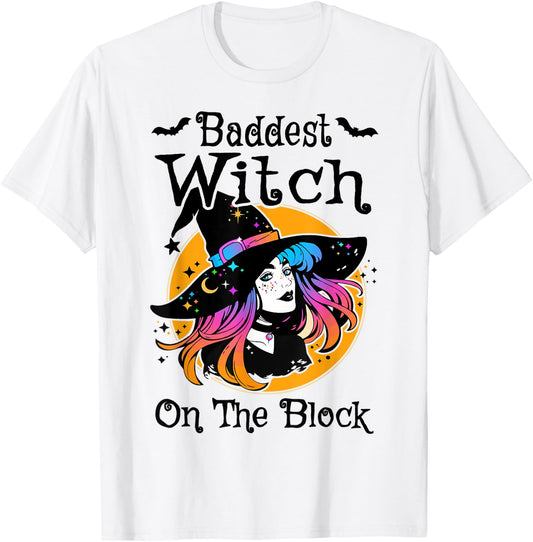 Baddest Witch On The Block Cute With T-Shirt - T-Shirt | White
