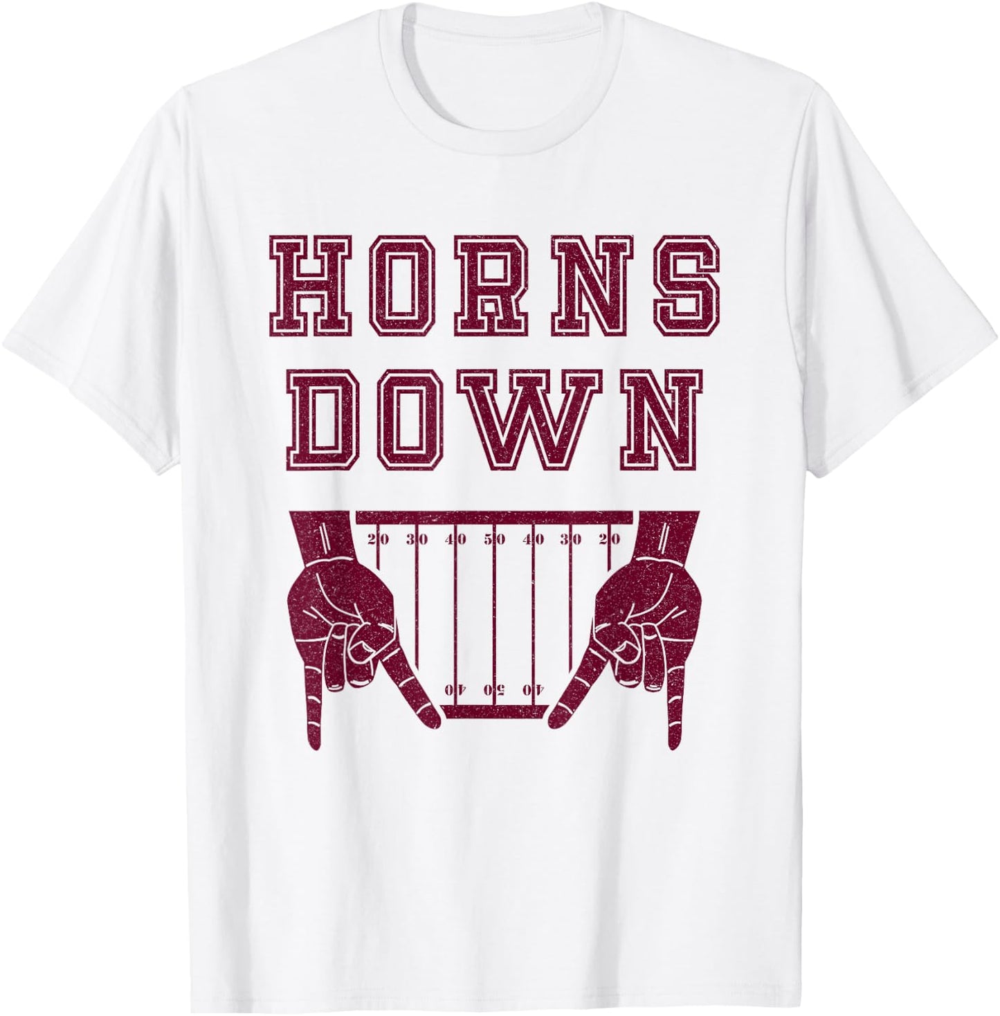 Horns Down Sign On Field T-Shirt - T-Shirt | White
