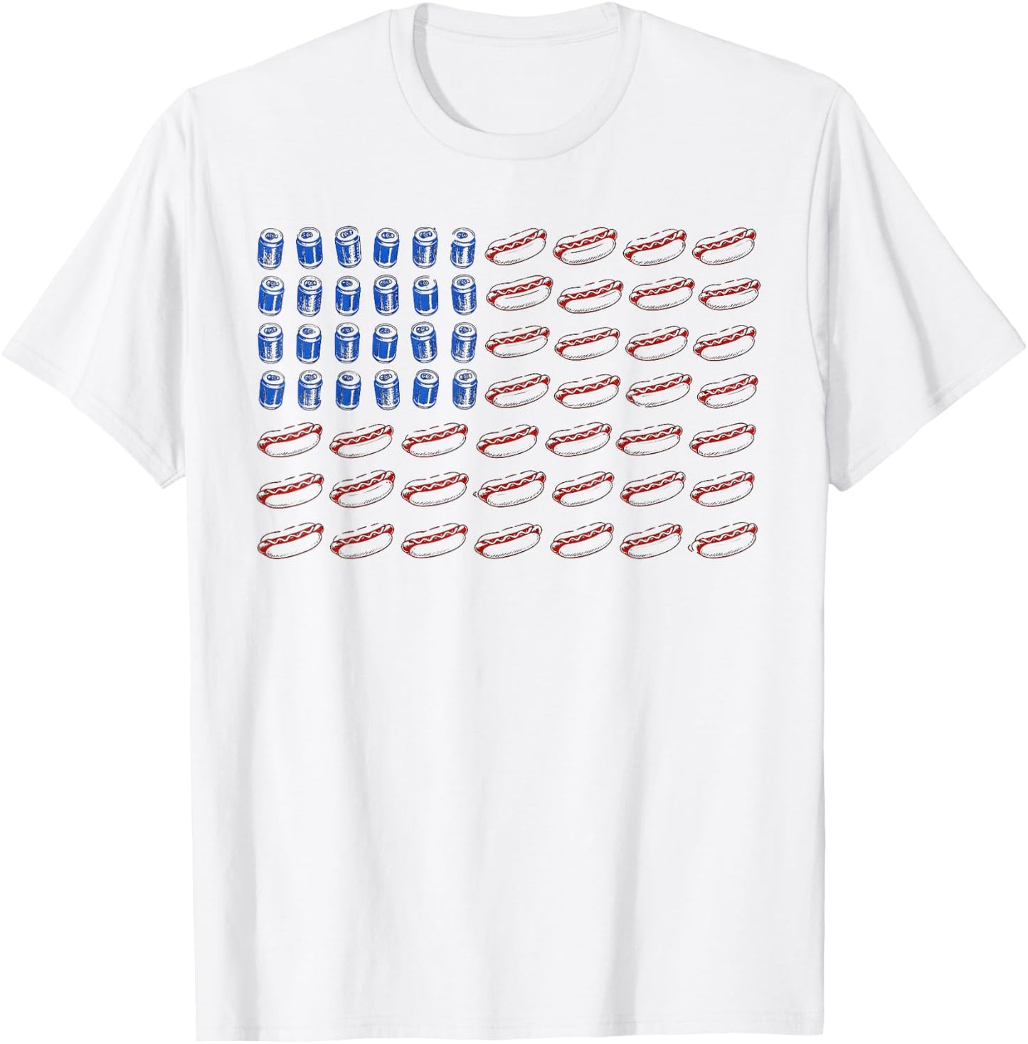Hot Dog American Flag 4th of July T-Shirt - T-Shirt | White