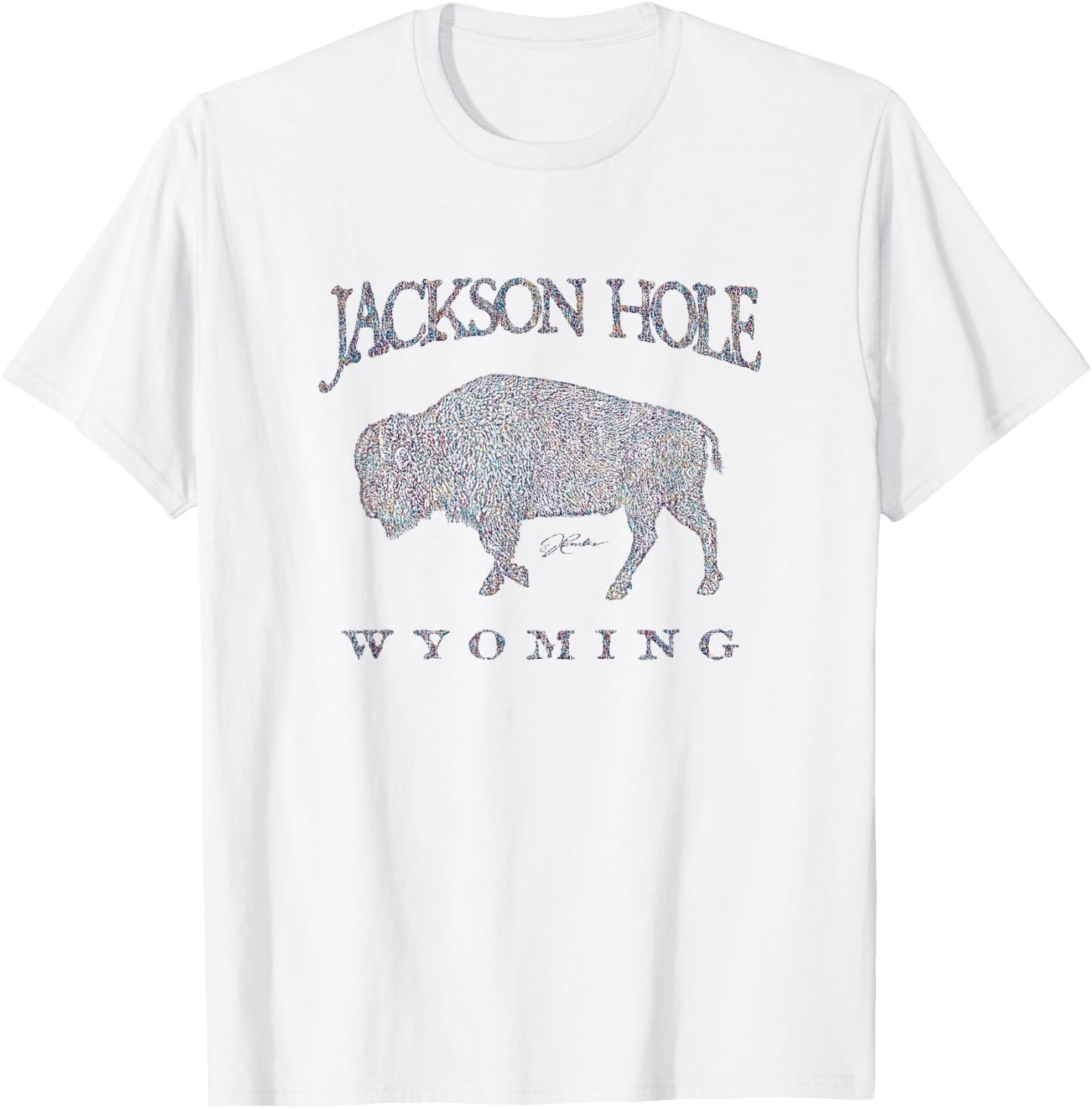 JCombs: Jackson Hole, WY, Walking Bison T-Shirt - T-Shirt | White