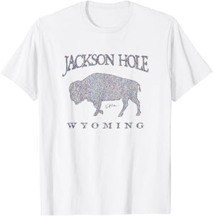 JCombs: Jackson Hole, WY, Walking Bison T-Shirt - T-Shirt | White