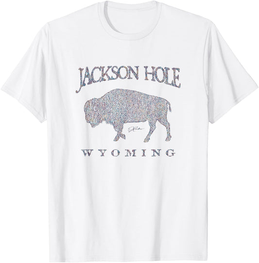 JCombs: Jackson Hole, WY, Walking Bison T-Shirt - T-Shirt | White