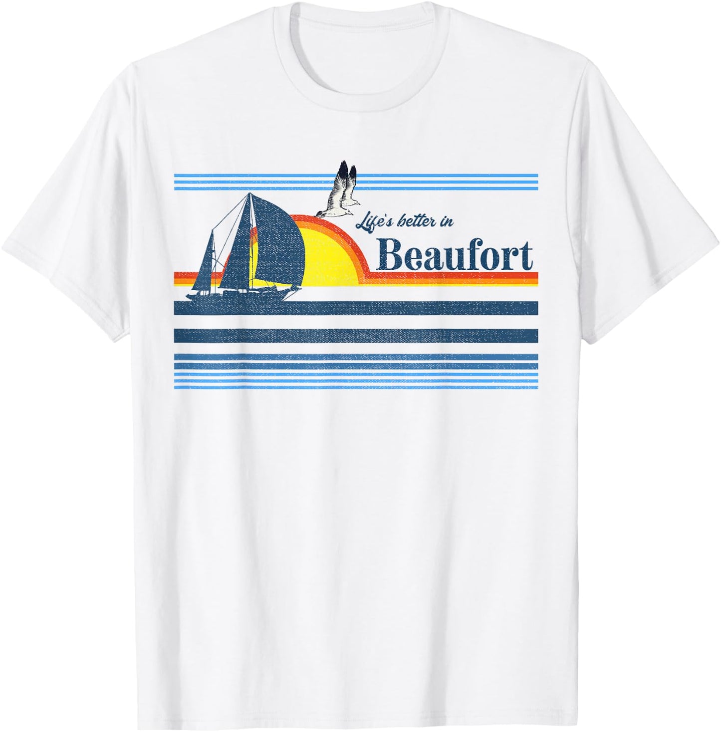Beaufort North South Carolina NC SC Gift Beach Retro Vintage T-Shirt - T-Shirt | White