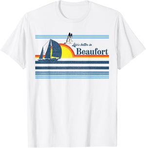 Beaufort North South Carolina NC SC Gift Beach Retro Vintage T-Shirt - T-Shirt | White