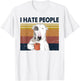 I Hate People Bull Terrier Hate Retro Vintage T-Shirt - T-Shirt | White