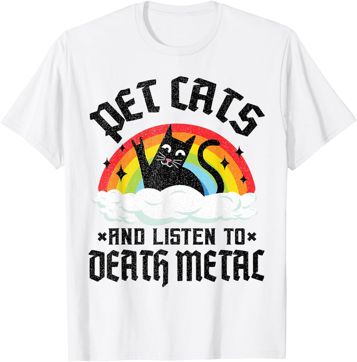 Pet Cats And Listen To Death Metal Kids Goth Heavy Metal T-Shirt - T-Shirt | White