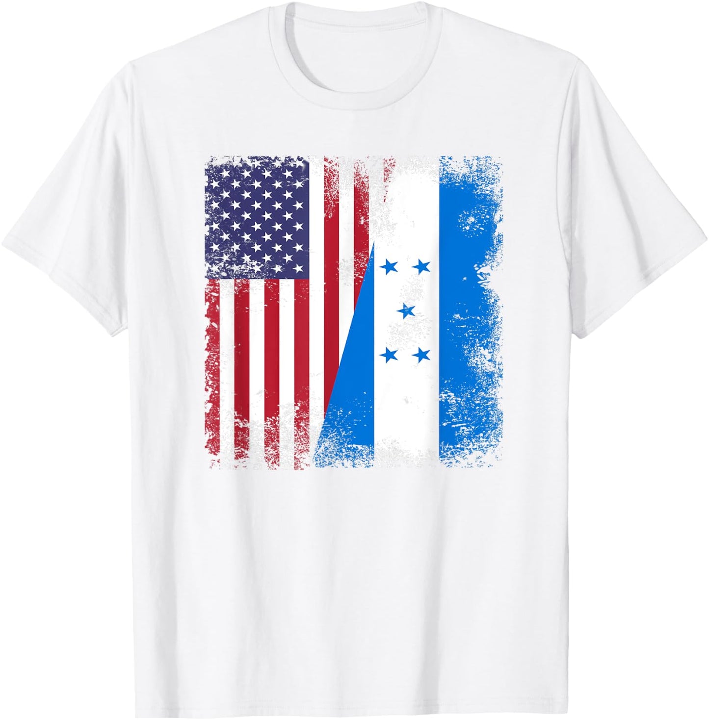 Half Honduran Flag | Vintage Honduras USA Gift T-Shirt - T-Shirt | White
