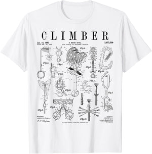 Climber Rock Climbing Bouldering Vintage Patent Print T-Shirt - T-Shirt | White