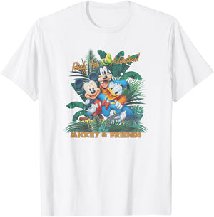 Disney Mickey Classic Adventure Group Tropical T-Shirt - T-Shirt | White