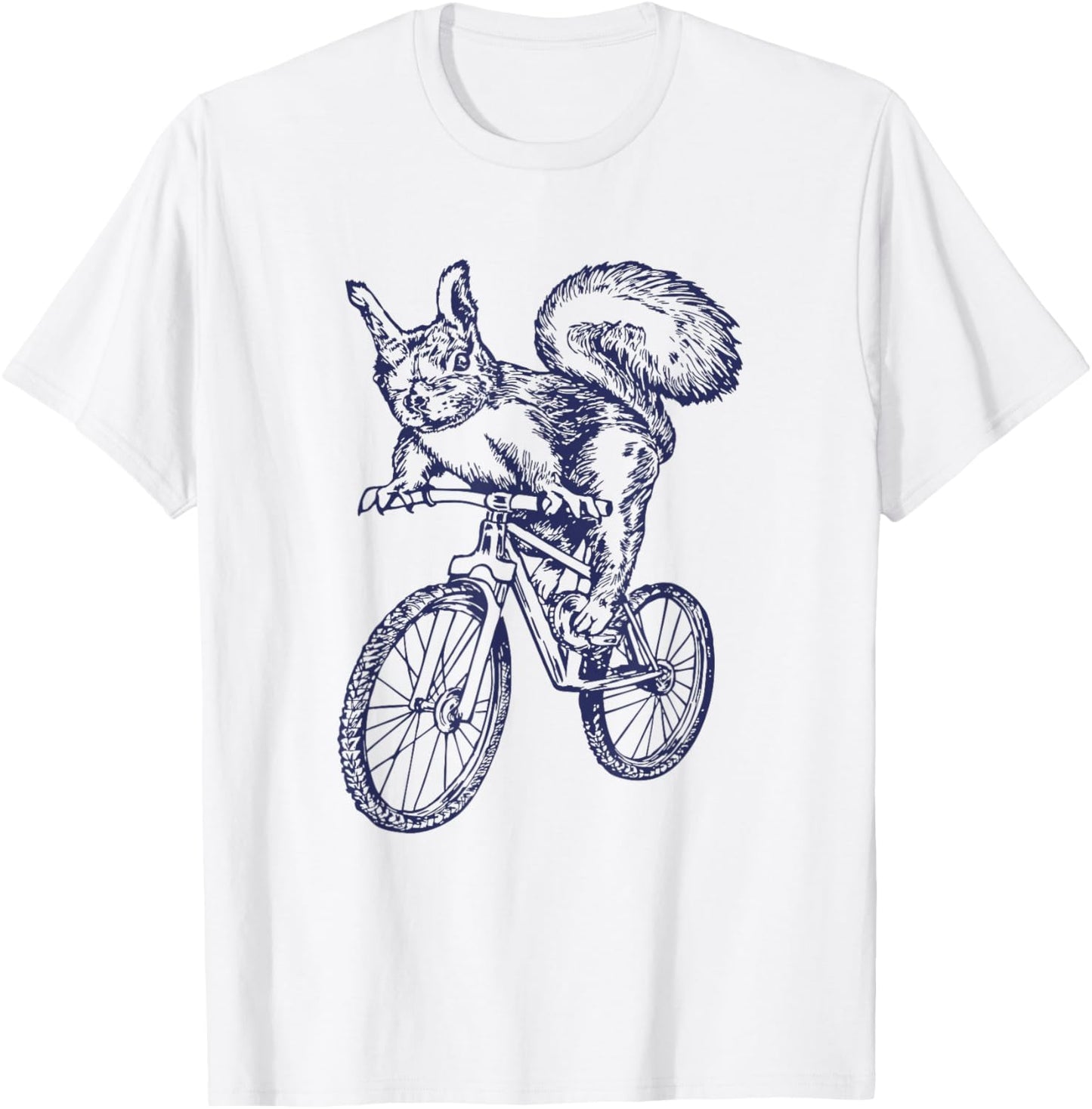 Squirrel Riding Bike Funny Animal Biker Cycling Bicycle T-Shirt - T-Shirt | White