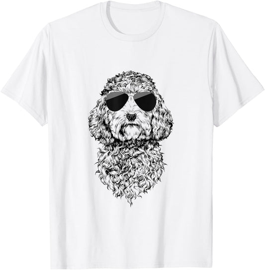 Cockapoo Doodle Dog with Sunglasses Women Kids T-Shirt - T-Shirt | White