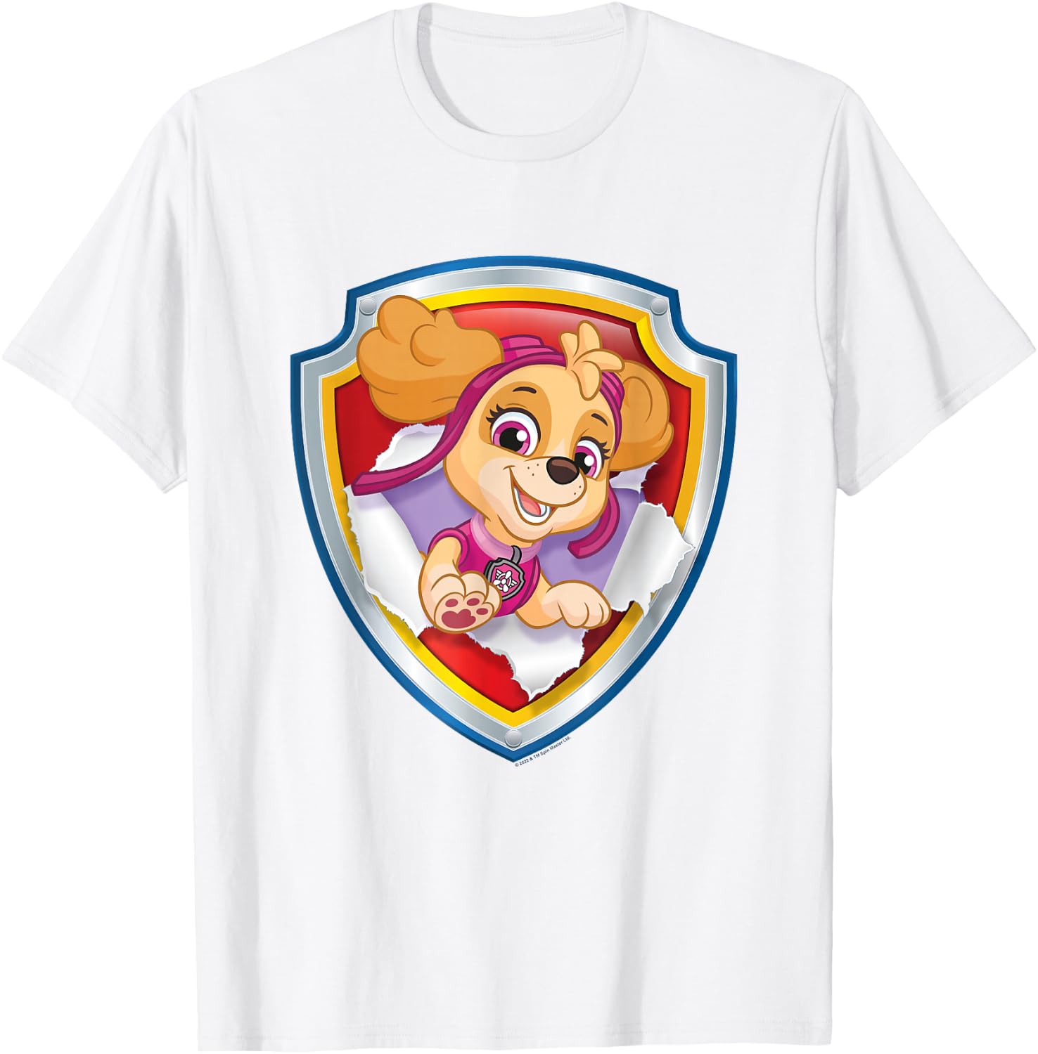 Paw Patrol Skye Torn Badge T-Shirt - T-Shirt | White