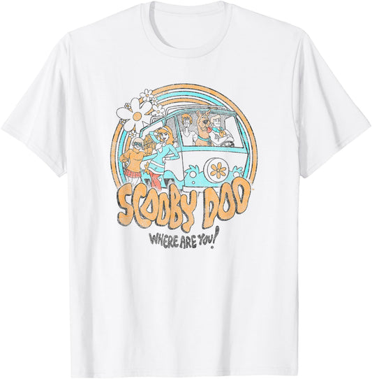 Scooby-Doo Vintage Floral Gang Poster T-Shirt - T-Shirt | White