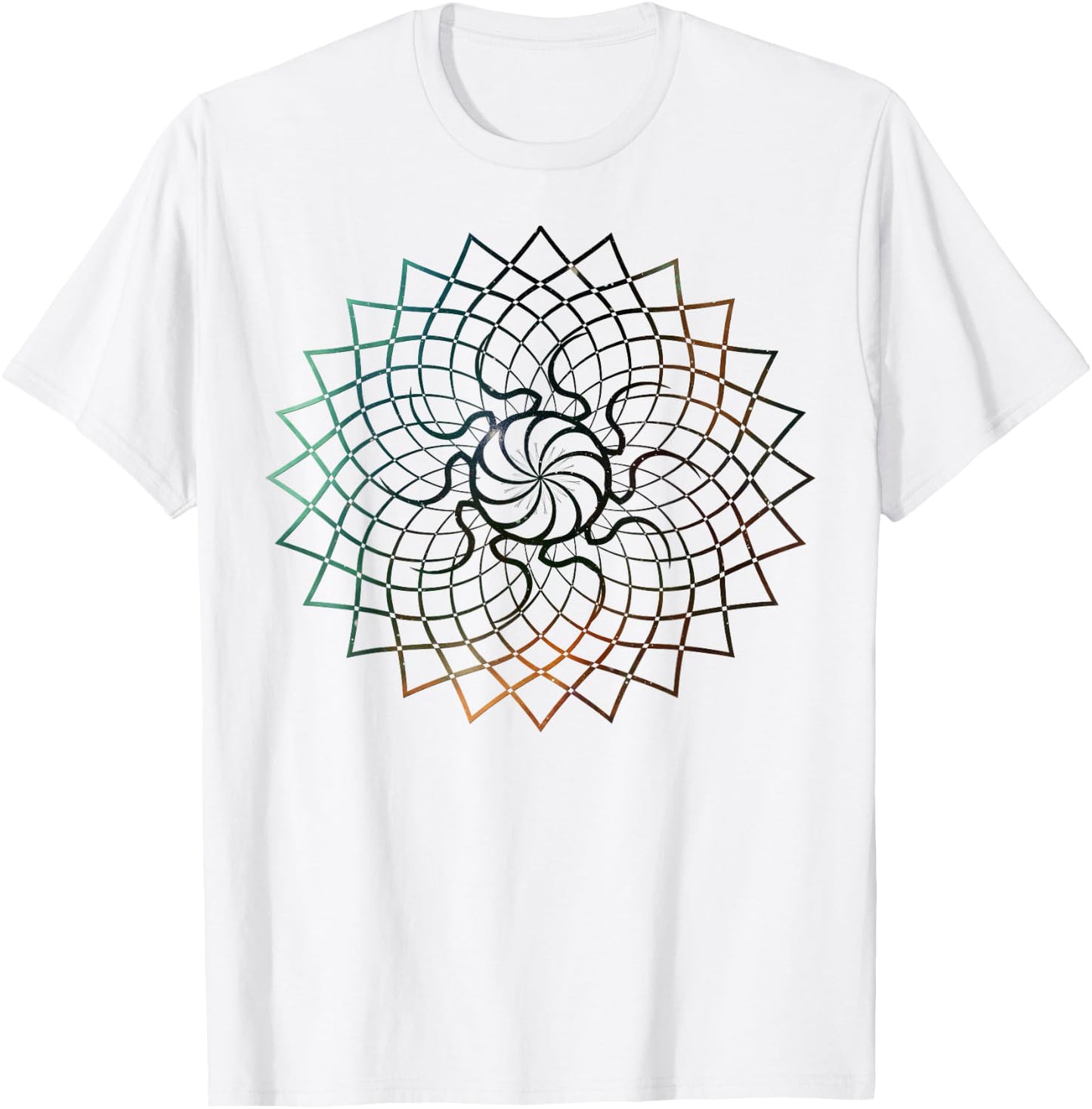 Mandala Geometry Sacred Fractal Art Yoga Good Vibe T-Shirt - T-Shirt | White