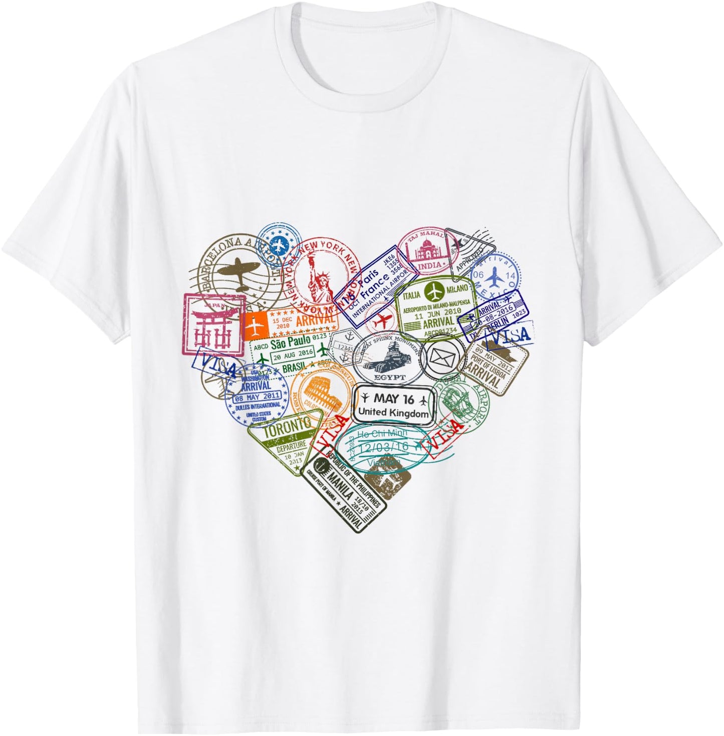 Vintage Stamp Flight Travel Vacation Cruise Trip T-Shirt - T-Shirt | White