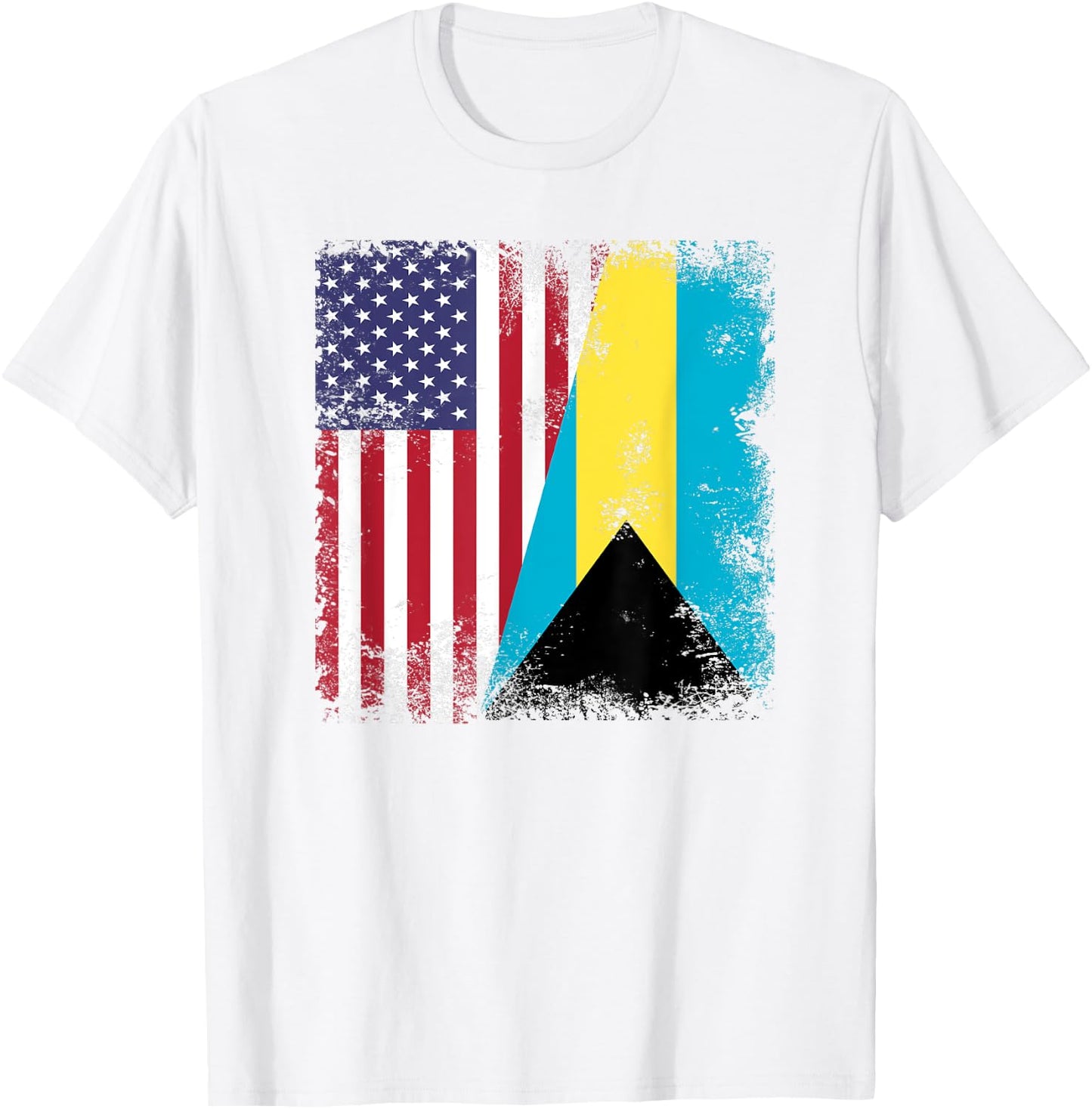 Half Bahamian Flag | Vintage Bahamas USA Gift T-Shirt - T-Shirt | White