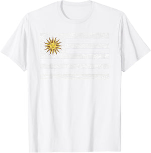 Uruguay National Flag Coat of ARMS T-Shirt - T-Shirt | White