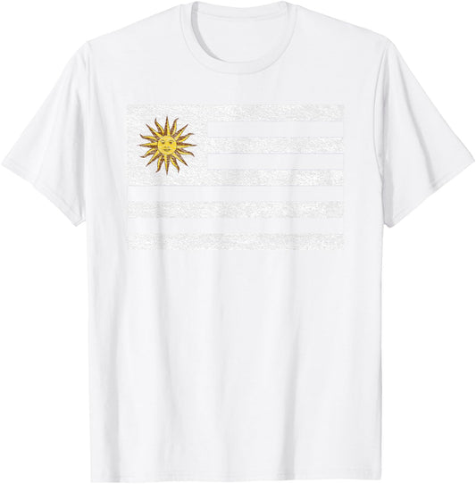 Uruguay National Flag Coat of ARMS T-Shirt - T-Shirt | White