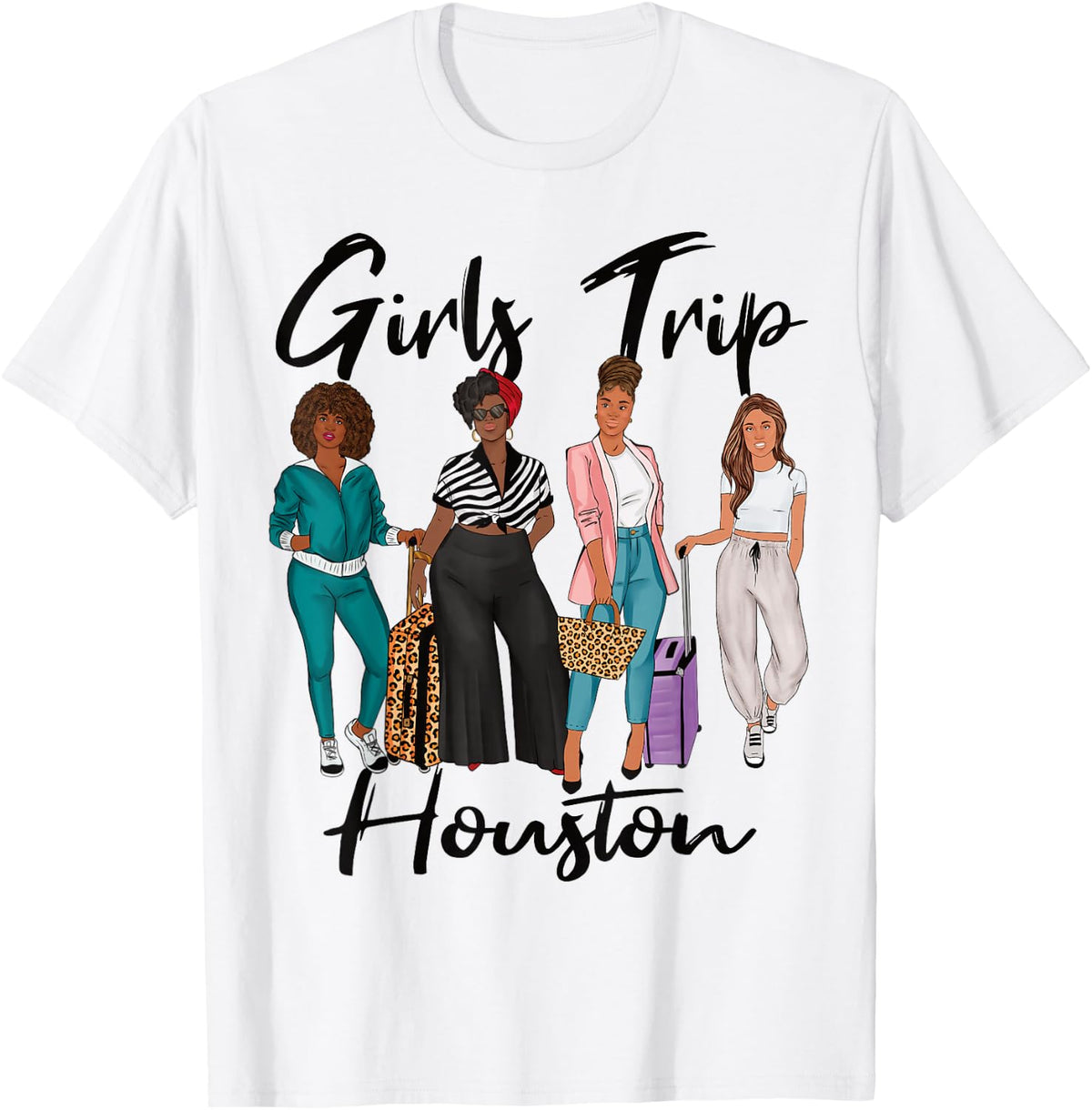 Girls Trip Houston For Melanin Afro Black Vacation Women T-Shirt - T-Shirt | White