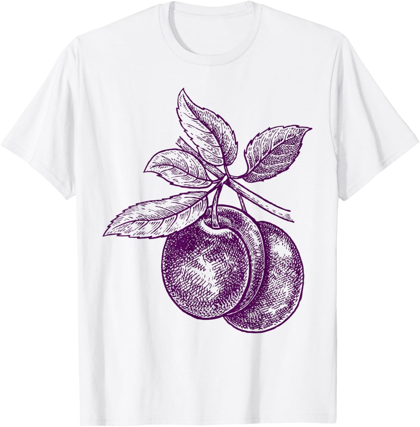 Plum Purple Fruits Retro Vintage Design - Plum T-Shirt - T-Shirt | White