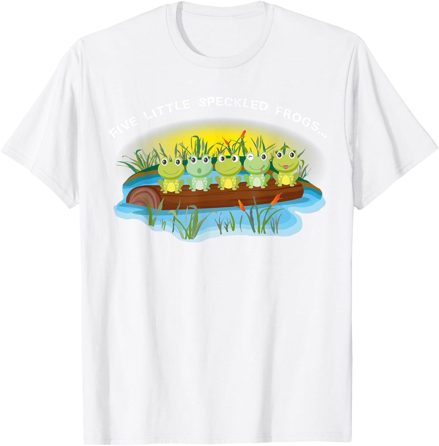Five Little Speckled Frog unique Nursery Rhyme Green T-Shirt - T-Shirt | White