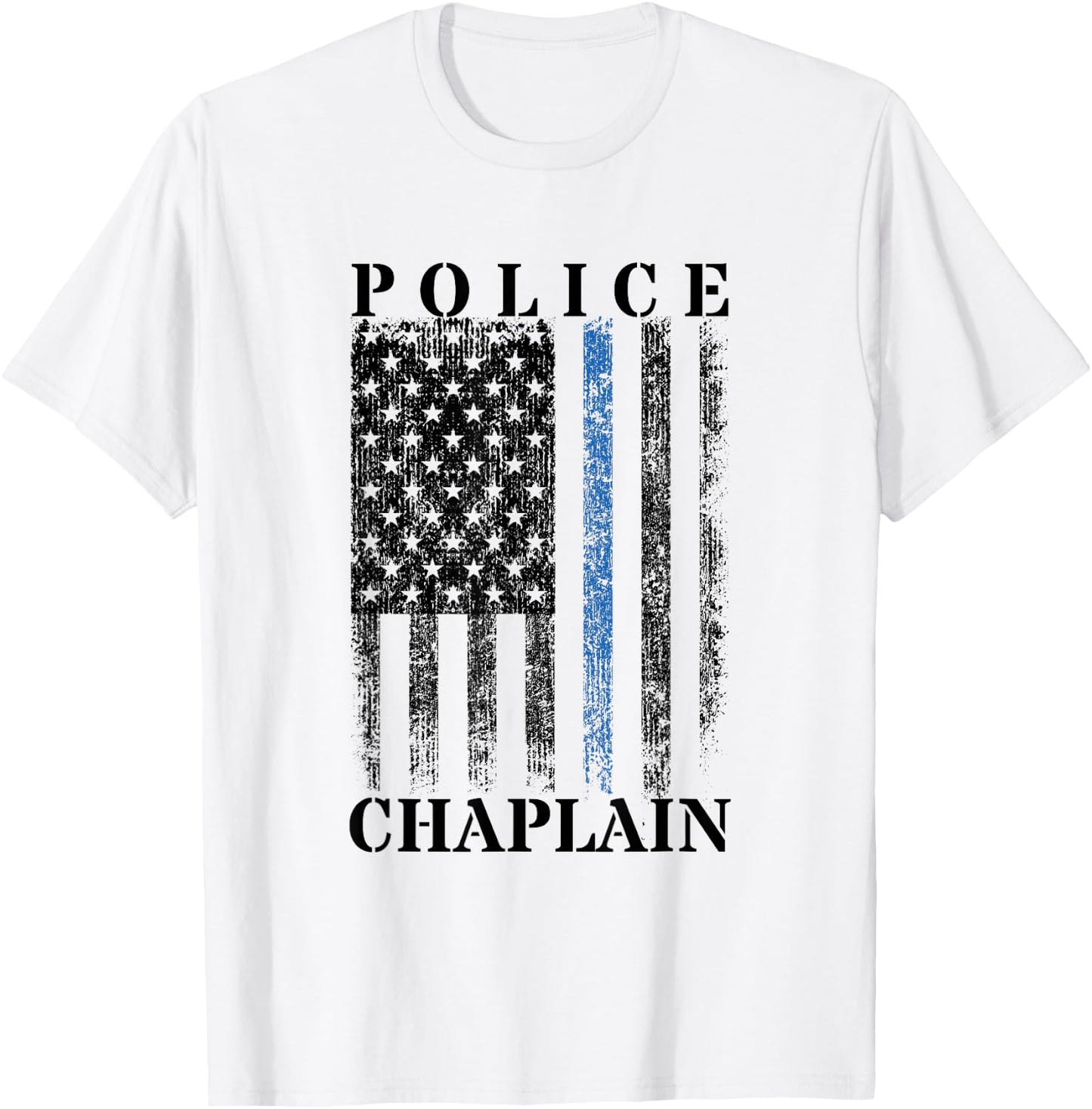 Police Chaplain American Flag USA Law Enforcement T-Shirt - T-Shirt | White