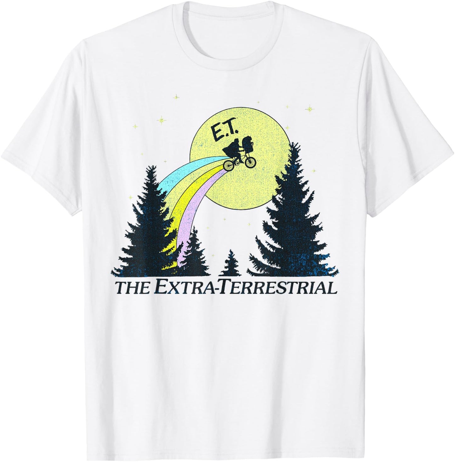 E.T. The Extra-Terrestrial Rainbow Bike Trail Sketch T-Shirt - T-Shirt | White