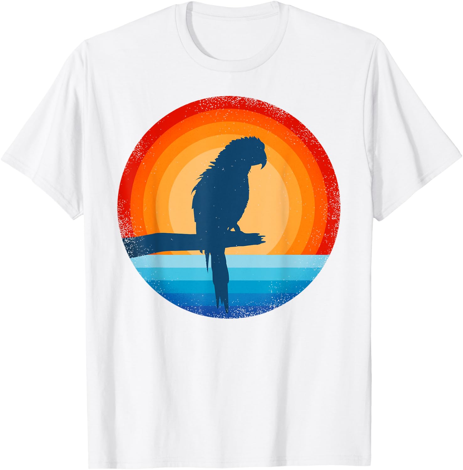 Parrot Retro Vintage 60s 70s Sunset Bird Lovers Men Women T-Shirt - T-Shirt | White