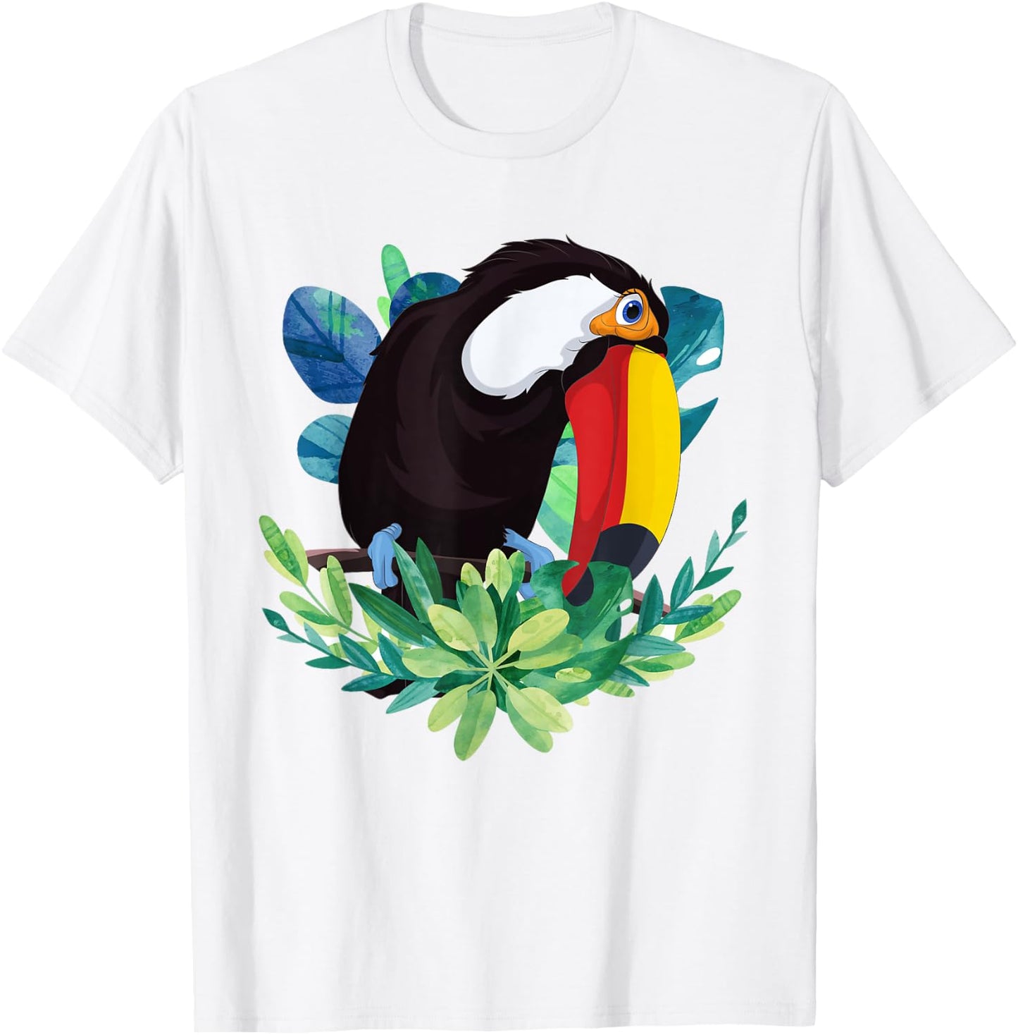 Tropical Flowers Exotic Bird Animal Lover Floral Toucan T-Shirt - T-Shirt | White