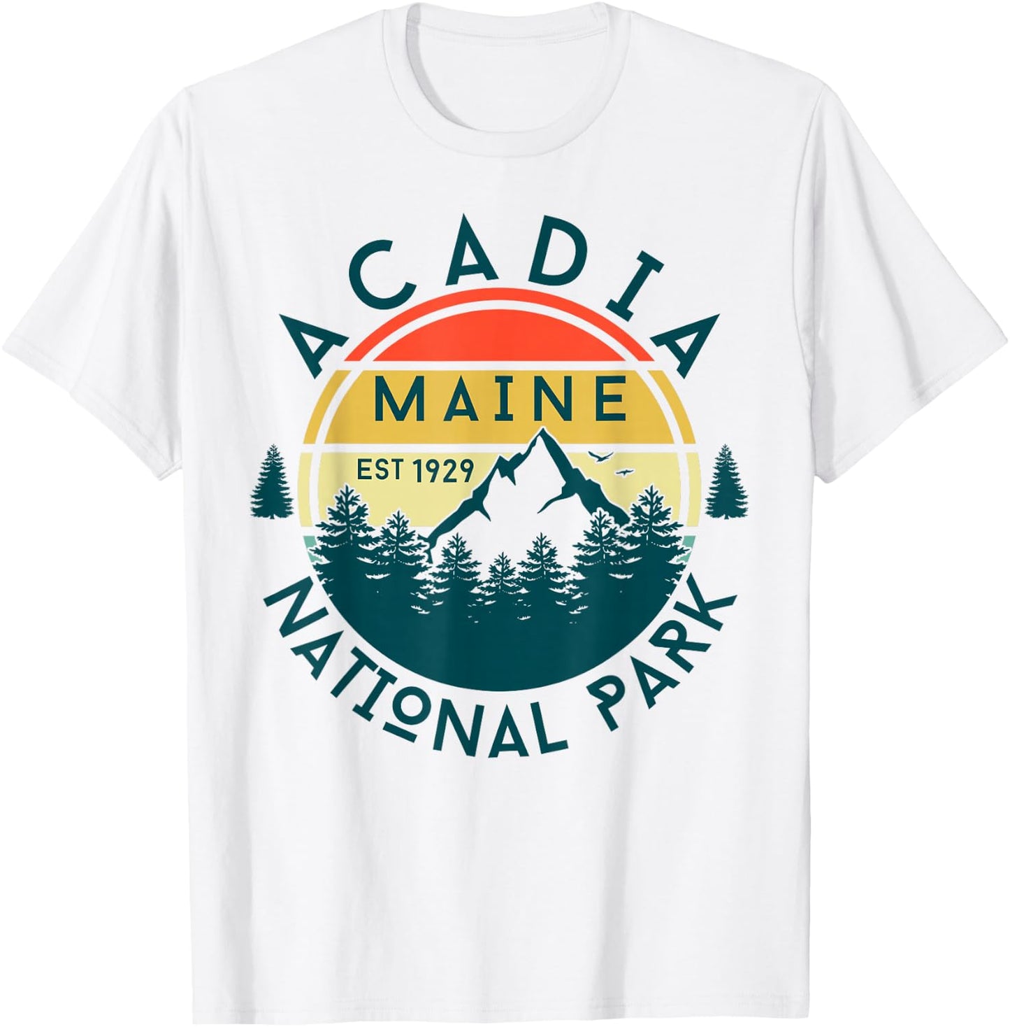 Acadia National Park Maine Mountains Nature Hiking Retro T-Shirt - T-Shirt | White