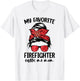 My Favorite Firefighter Calls Me Mom Bleached Messy Bun Cute T-Shirt - T-Shirt | White