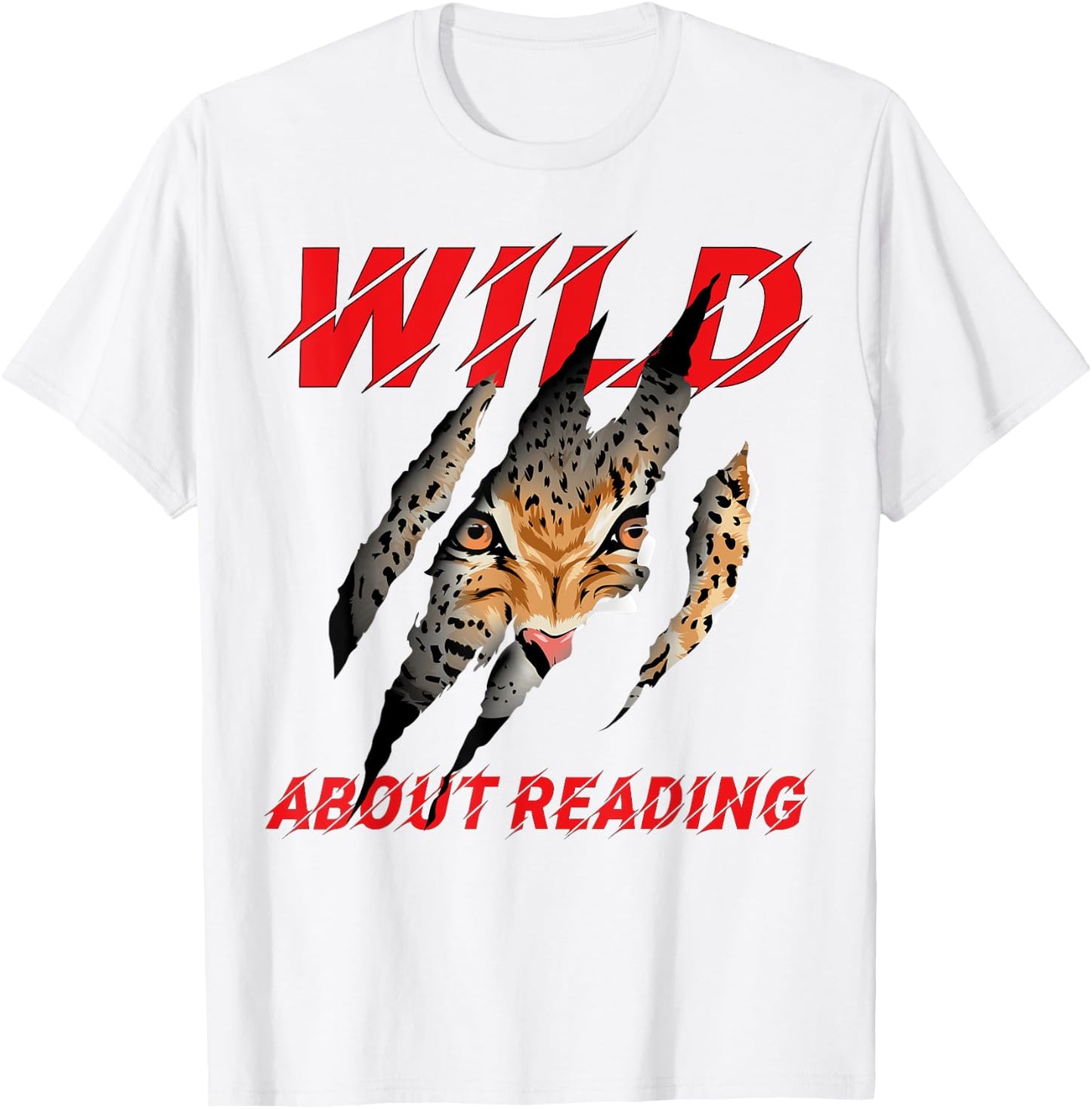 Wild About Reading Leopard Claw I Love Reading Book Lover T-Shirt - T-Shirt | White