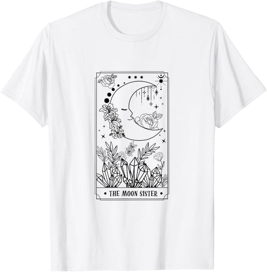 The Moon Sister Tarot Card Bridesmaids Boho Bachelorette T-Shirt - T-Shirt | White