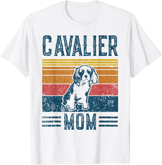 Dog Cavalier Mom - Vintage Cavalier Mom Small T-Shirt - T-Shirt | White