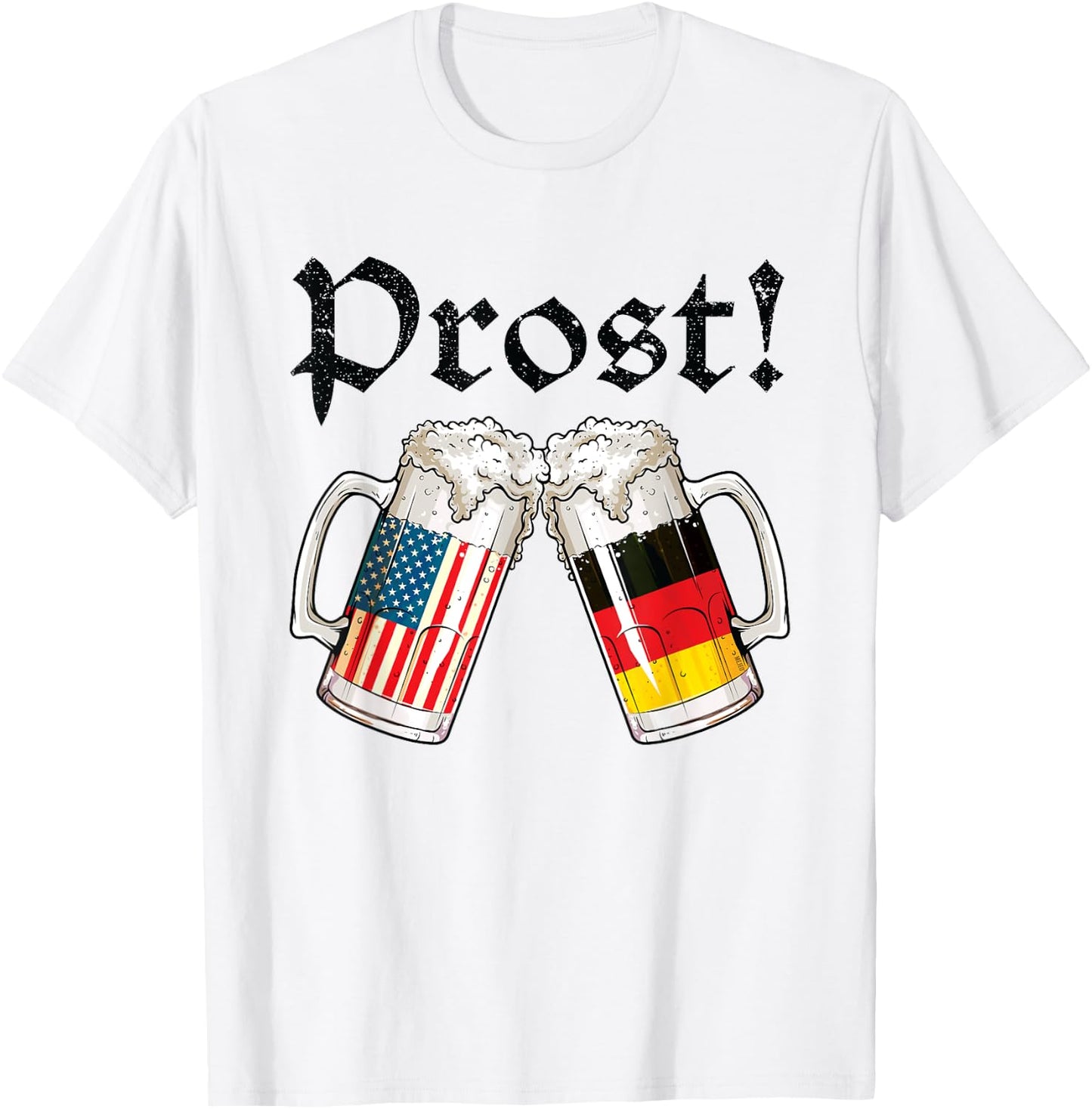 Oktoberfest Shirt American German Flag Beer Prost T-Shirt - T-Shirt | White