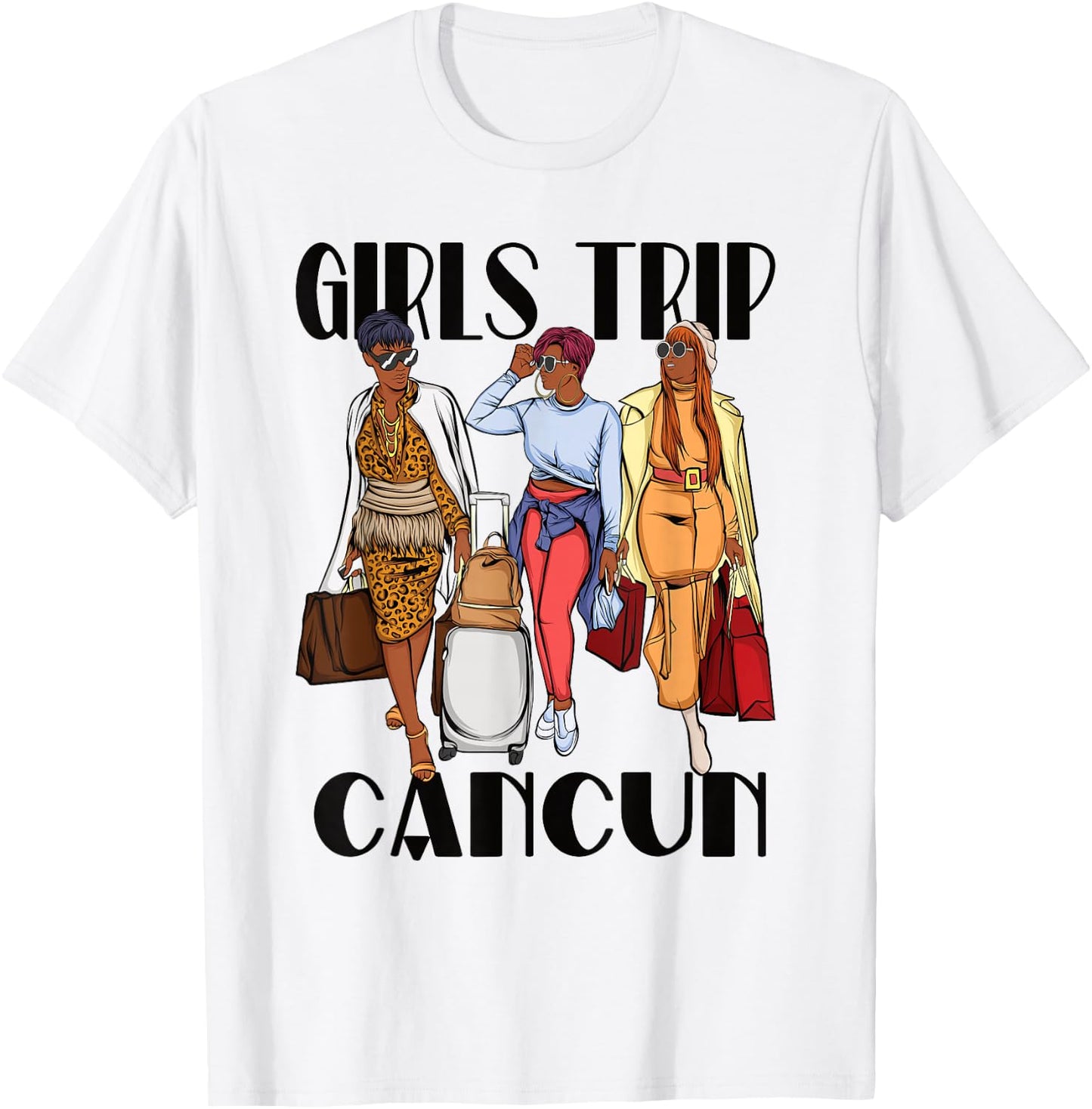 Girls Trip Cancun 2026 Mexico Vacation Weekend Black Women T-Shirt - T-Shirt | White