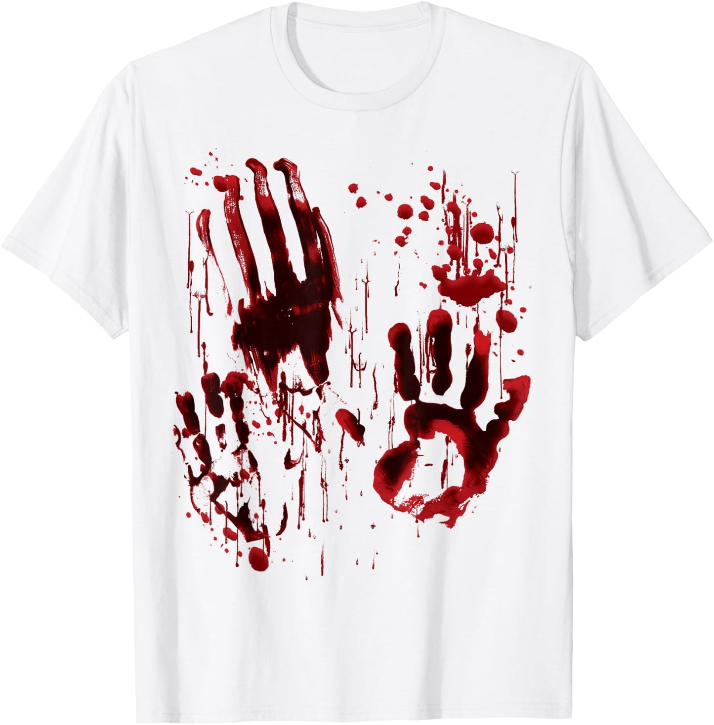Blood Splatter Blood Stained Bloody Hand Print Zombie Horror T-Shirt - T-Shirt | White