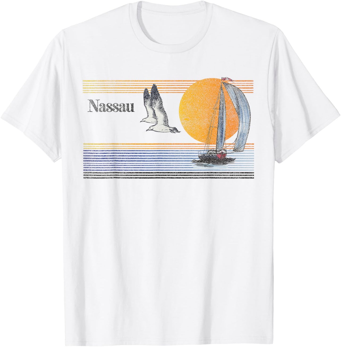 Nassau Bahamas Vintage Sailing Sailboat Sail Beach Retro T-Shirt - T-Shirt | White
