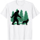 Funny Bigfoot Walking An Australian Kelpie Dog Lovers Owner Men Women Girls Kids T-Shirt - T-Shirt | White