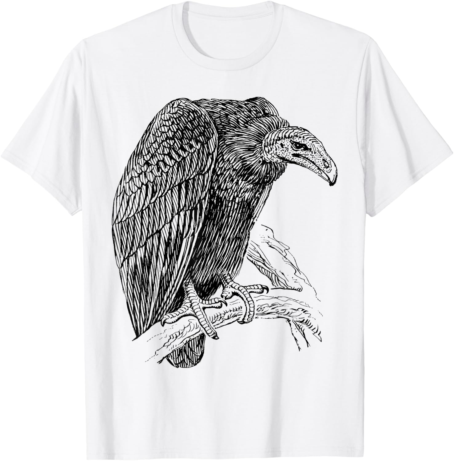 Turkey Vulture Bird Perched T-Shirt - T-Shirt | White