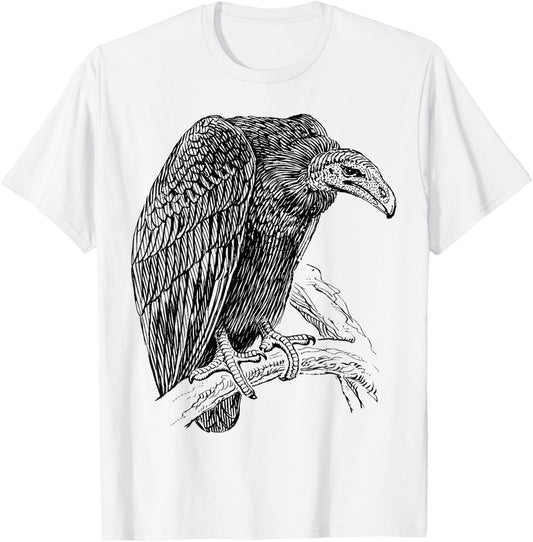 Turkey Vulture Bird Perched T-Shirt - T-Shirt | White