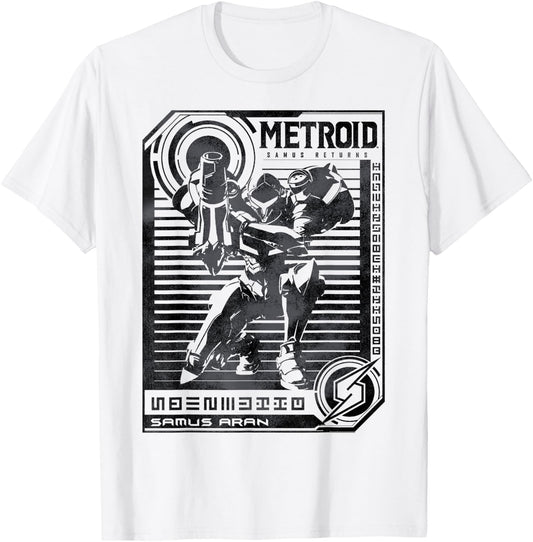 Nintendo Metroid Samus Distressed Poster Graphic T-Shirt - T-Shirt | White
