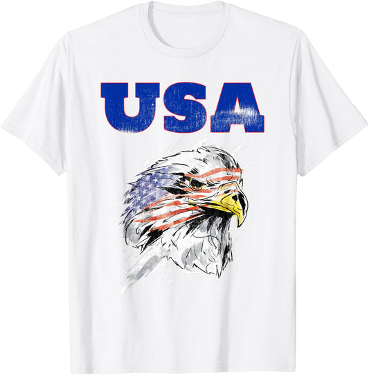 American Bald Eagle USA Patriotic US Flag National Bird Women Kids Men T-Shirt - T-Shirt | White